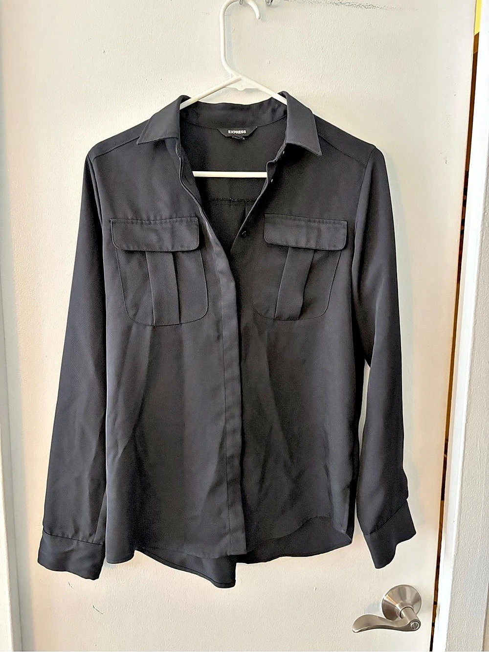 Express Long Sleeve Utility Shirt in Black Size XS